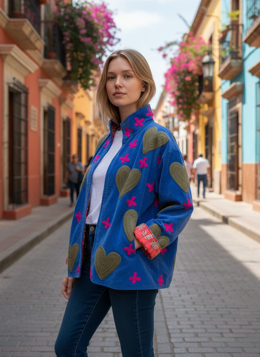 Chaqueta Azul Love Hearts