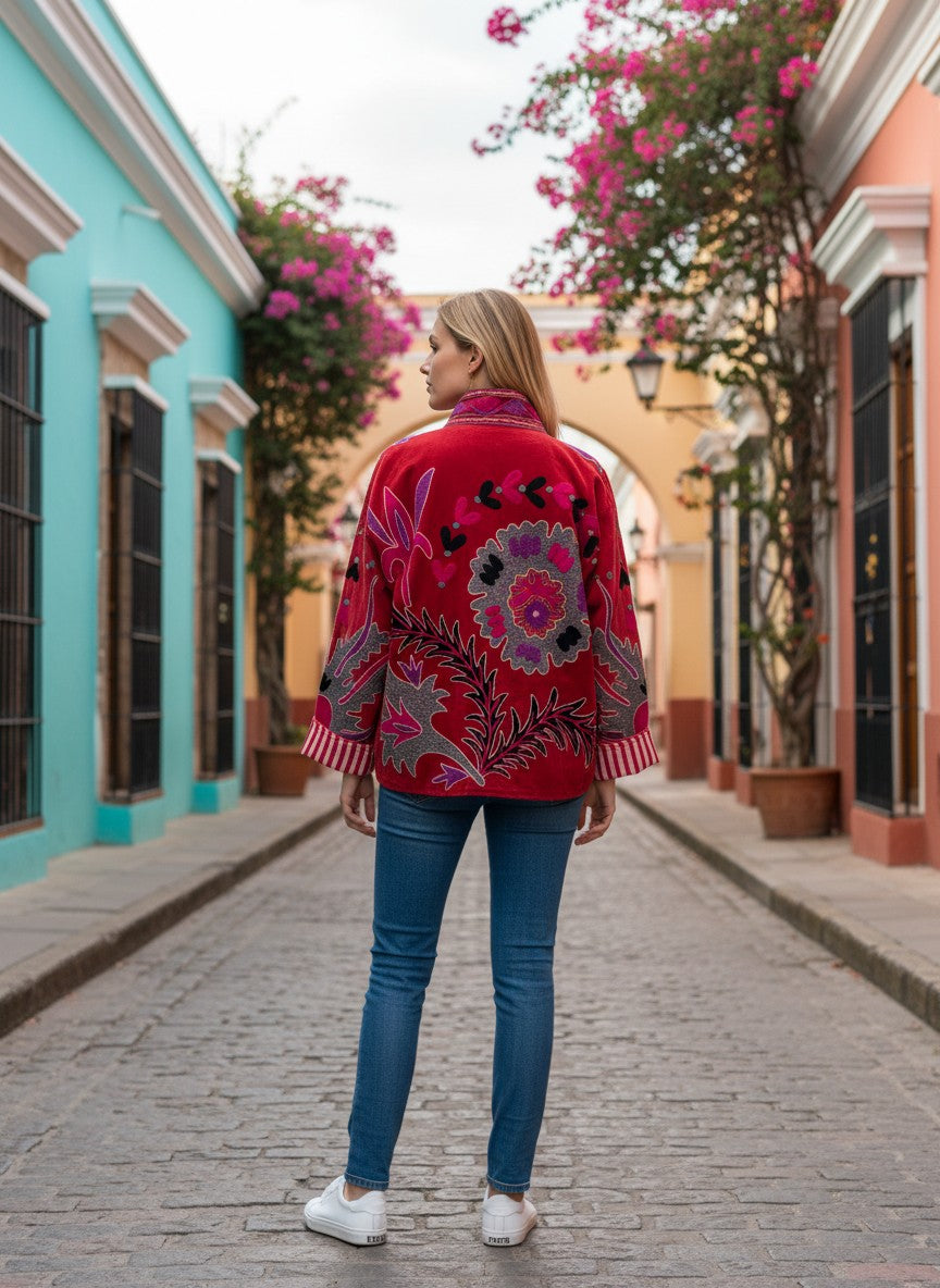 Chaqueta Roja Flores