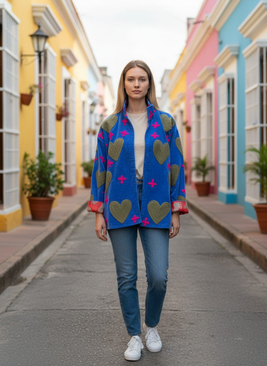 Chaqueta Azul Love Hearts