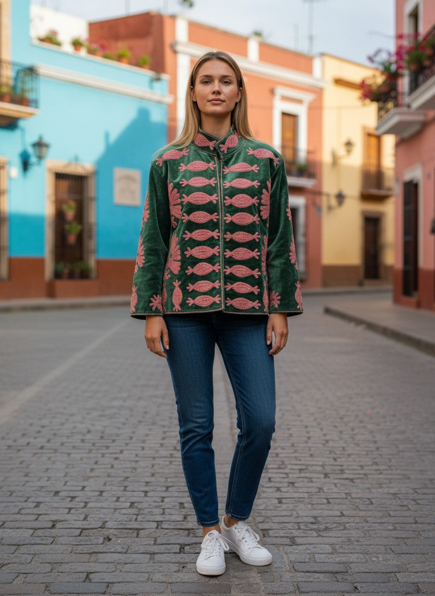 Chaqueta Verde Figuritas