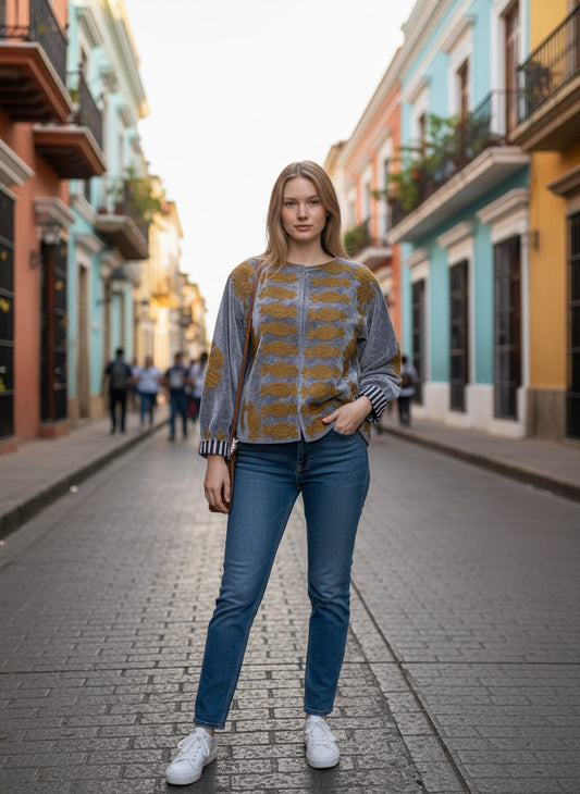 Chaqueta Gris Figuras Dulce