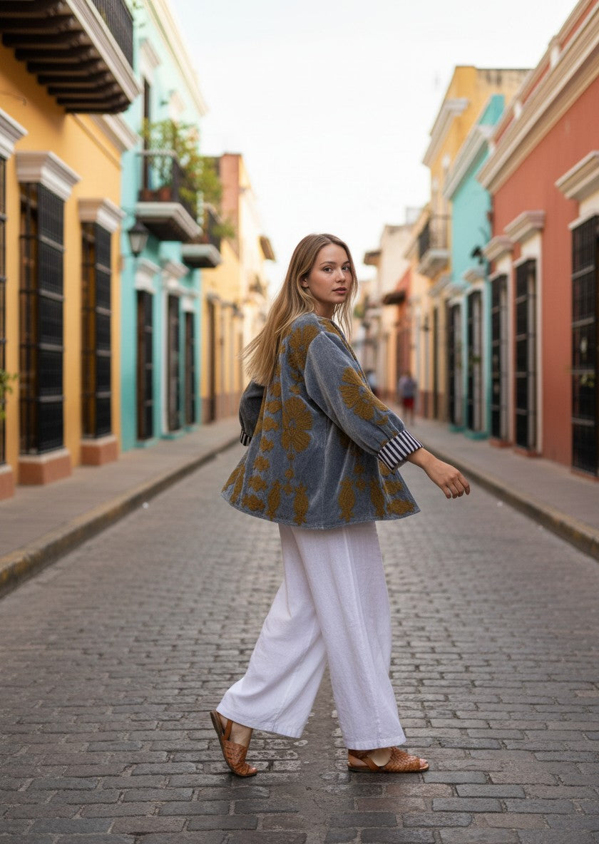 Chaqueta Gris Figuras Dulce